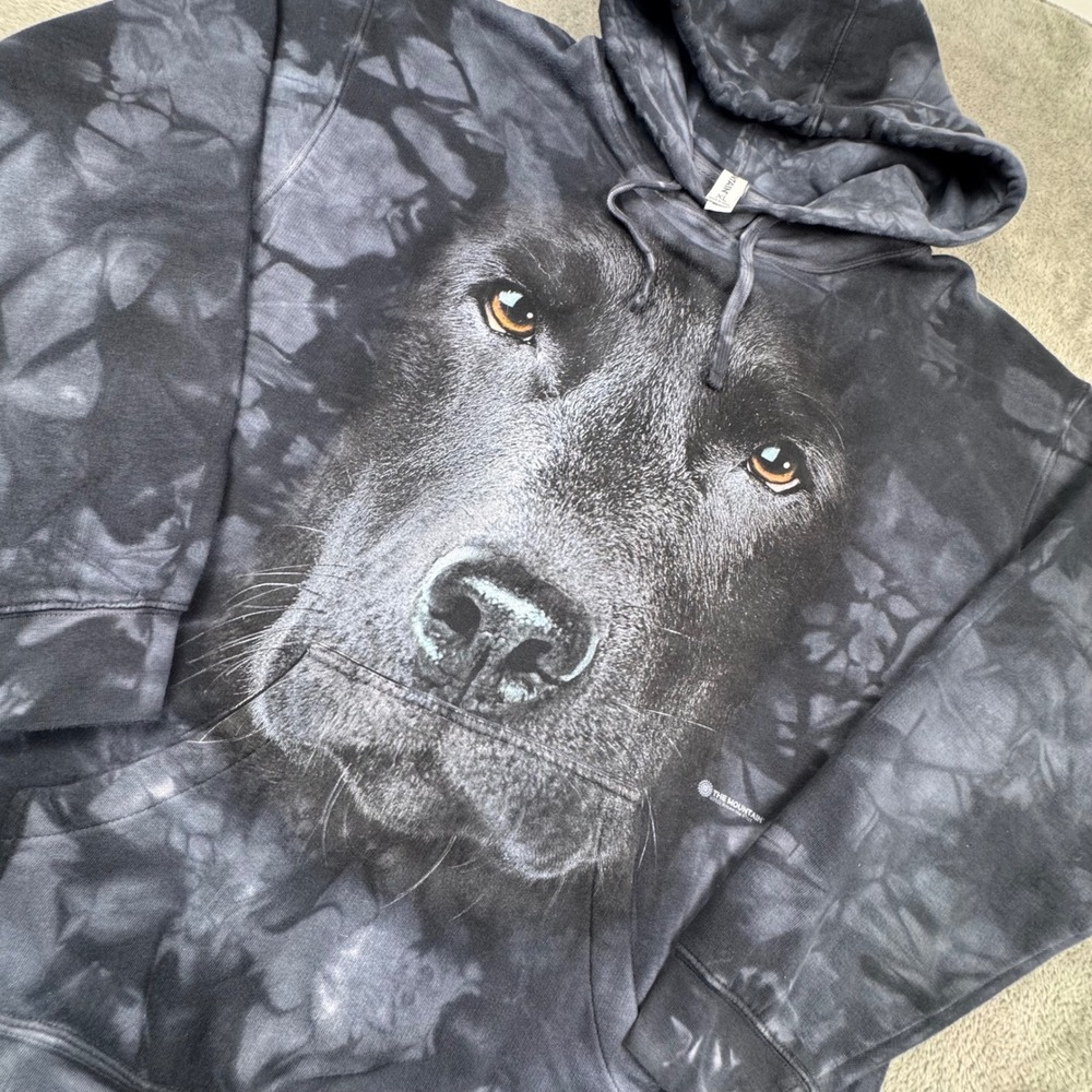 The‎ Mountain Hoodie Men XL Black Lab Dog Tie Dye Excellent Vincent Hie Graphic